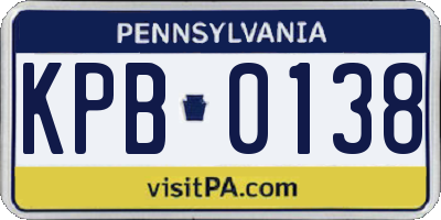 PA license plate KPB0138