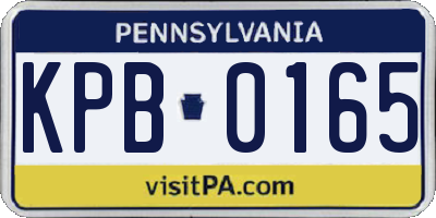 PA license plate KPB0165
