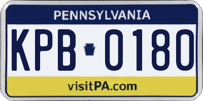 PA license plate KPB0180