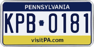 PA license plate KPB0181