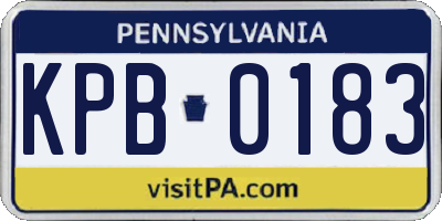 PA license plate KPB0183