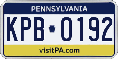 PA license plate KPB0192