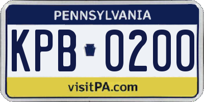 PA license plate KPB0200