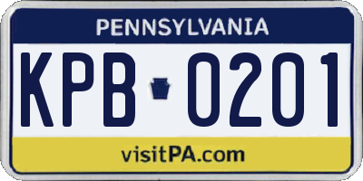PA license plate KPB0201