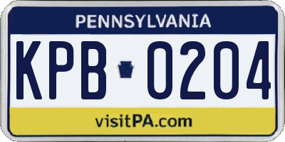 PA license plate KPB0204