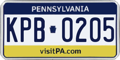 PA license plate KPB0205