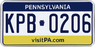 PA license plate KPB0206
