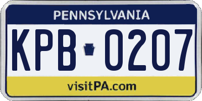 PA license plate KPB0207