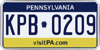 PA license plate KPB0209