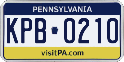 PA license plate KPB0210