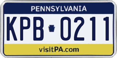 PA license plate KPB0211