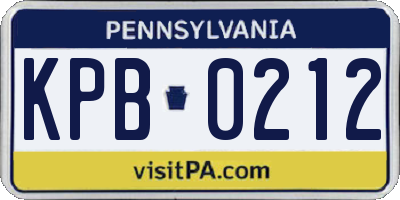 PA license plate KPB0212