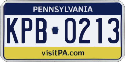 PA license plate KPB0213