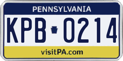 PA license plate KPB0214