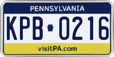 PA license plate KPB0216