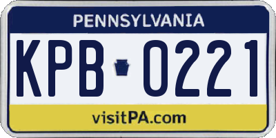 PA license plate KPB0221