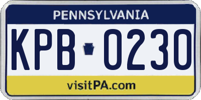PA license plate KPB0230