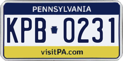 PA license plate KPB0231
