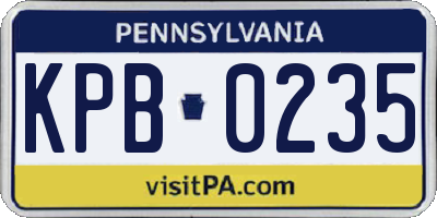 PA license plate KPB0235
