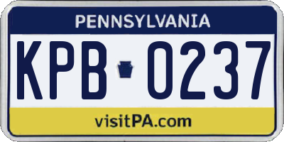 PA license plate KPB0237