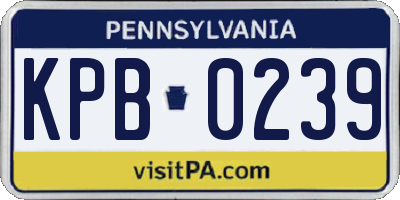 PA license plate KPB0239
