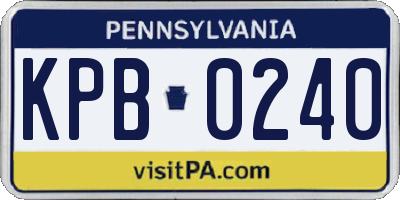 PA license plate KPB0240