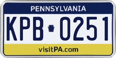PA license plate KPB0251