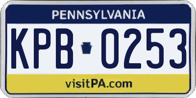 PA license plate KPB0253