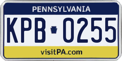 PA license plate KPB0255