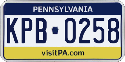 PA license plate KPB0258
