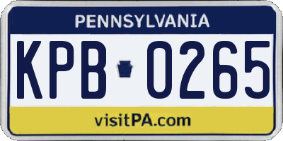 PA license plate KPB0265