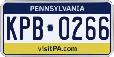 PA license plate KPB0266