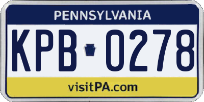 PA license plate KPB0278