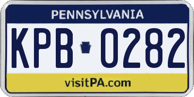PA license plate KPB0282