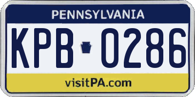 PA license plate KPB0286