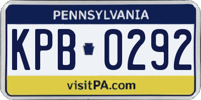 PA license plate KPB0292