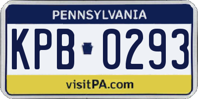 PA license plate KPB0293