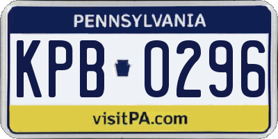 PA license plate KPB0296