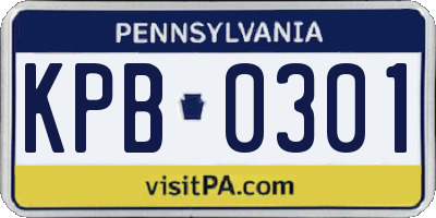 PA license plate KPB0301