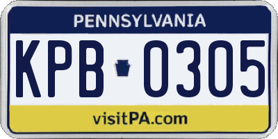 PA license plate KPB0305