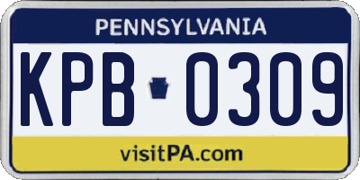 PA license plate KPB0309