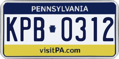 PA license plate KPB0312