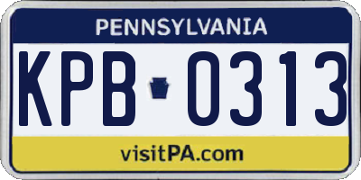 PA license plate KPB0313