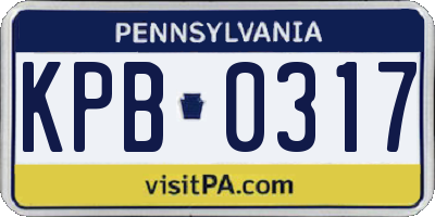 PA license plate KPB0317