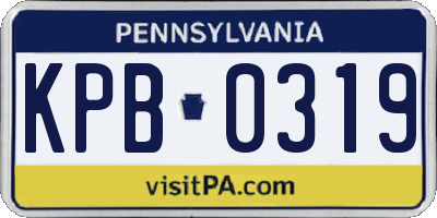 PA license plate KPB0319