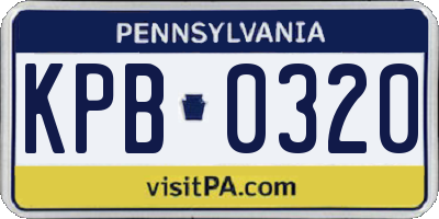 PA license plate KPB0320