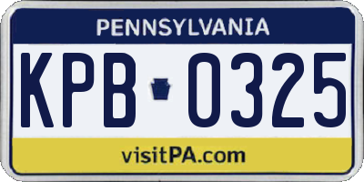 PA license plate KPB0325