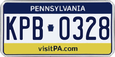 PA license plate KPB0328