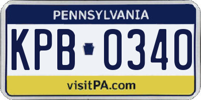 PA license plate KPB0340