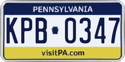PA license plate KPB0347